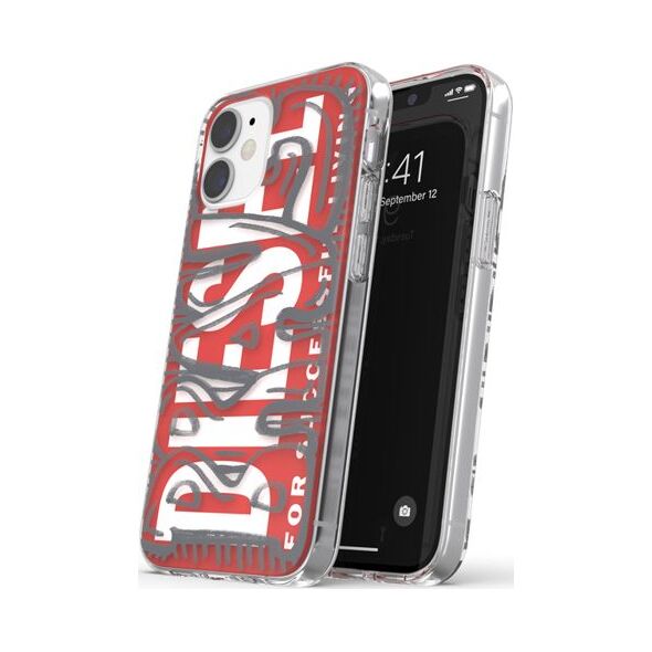 DIESEL SNAP CASE CLEAR IPHONE 12 MINI CZERWONY standard