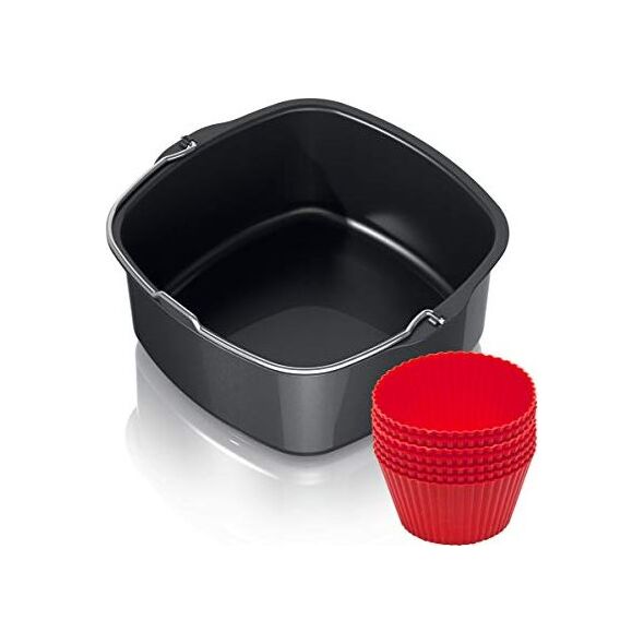 Philips Zestaw do pieczenia Philips HD9925 / 01 do urządzenia Airfryer (blacha do pieczenia i pojemniki na muffinki), metalowy, czarny / czerwony