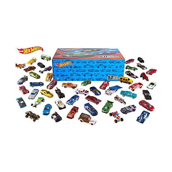 Mattel Hot Wheels CGN22 - zestaw 50 pojazdów odlewanych ciśnieniowo w skali 1:64, bardzo duży zestaw upominkowy, po 50 zabawek każdy, losowy wybór, od 3 lat