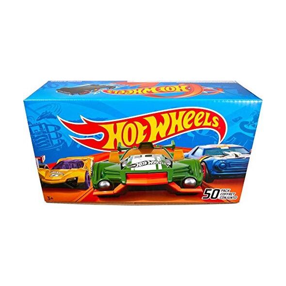 Mattel Hot Wheels CGN22 - zestaw 50 pojazdów odlewanych ciśnieniowo w skali 1:64, bardzo duży zestaw upominkowy, po 50 zabawek każdy, losowy wybór, od 3 lat