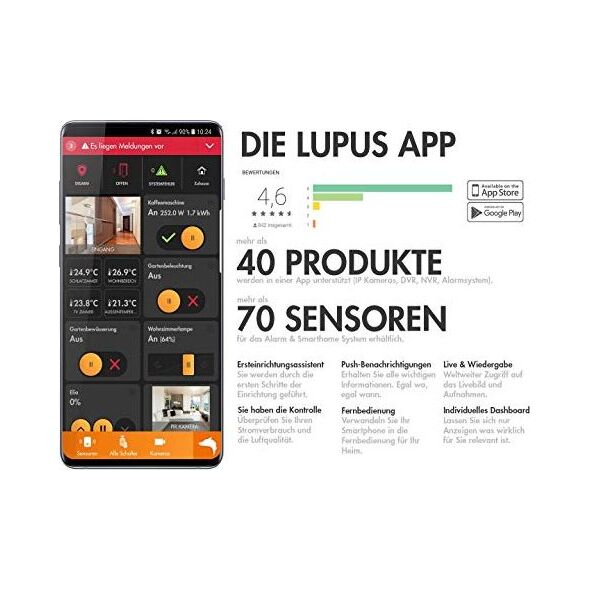 Kamera IP Lupus Electronics Kamera IP LUPUS 3MP WLAN do zastosowań zewnętrznych, gniazdo SD, 100 , noktowizor, wykrywanie ruchu, aplikacja iOS i Android, można ją zintegrować z systemami alarmowymi