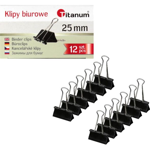 Titanum Klipy biurowe 25mm 12szt (397823)