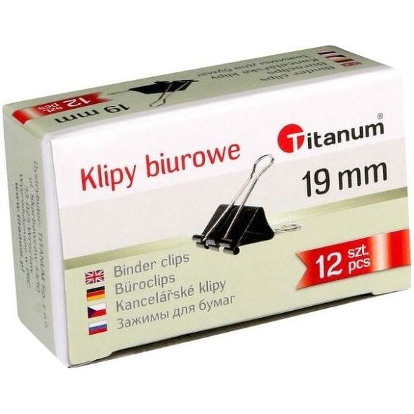 Titanum Klipy biurowe 19mm 12szt