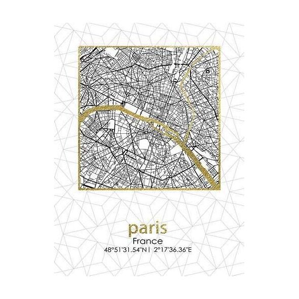Affek Design Obraz Plan Miasta Paris 45x60x1,8 cm