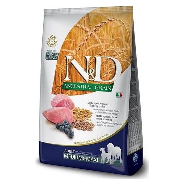 Farmina FARMINA N&D ANCESTRAL GRAIN DOG LAMB AND BLUEBERRY PUPPY MEDIUM & MAXI 12kg