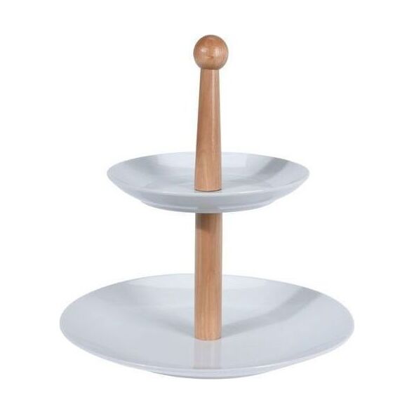ASJ Commerce Dwupoziomowa porcelanowa patera na ciasto owoce 27 cm
