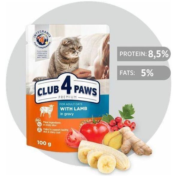 Club 4 Paws CLUB4Ł KOT 100 g SASZ. JAGNIĘCINA W SOSIE