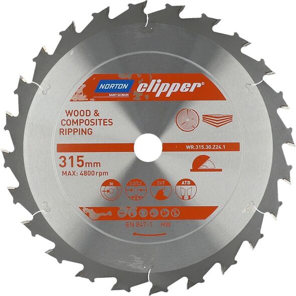 Norton Clipper NORTON PIŁA TARCZOWA 315mm x 30mm x 24z DREWNO I KOMPOZYTY ATB (3,2 / 2,2) N70184608073