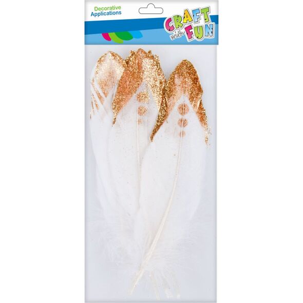 Craft with Fun CF OZDOBA DEK PIORKA 17-22CM 4SZT BIEL/ZL 20/600