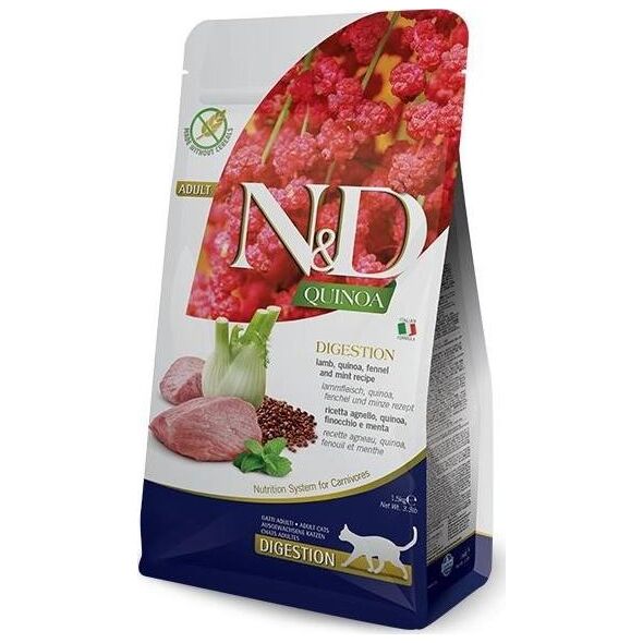 Farmina N&D Cat quinoa digestion lamb & fennel - Trawienie, z jagnięciną, quinoa, fenkułem i miętą 1,5kg