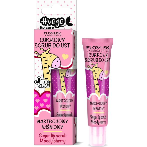 Floslek Floslek Lip Care Vege Cukrowy Scrub do ust Nastrojowy Wiśniowy 14g
