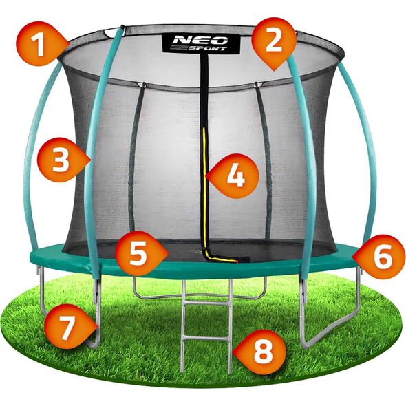 Trampolina ogrodowa Neo-Sport NS-08C181 z siatką wewnętrzną 8.5 FT 252 cm