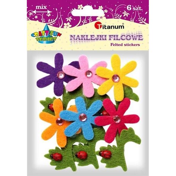 Titanum Kolorowe kwiaty naklejki filcowe 6szt CRAFT-FUN