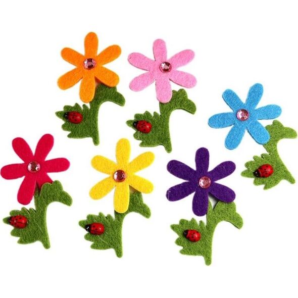 Titanum Kolorowe kwiaty naklejki filcowe 6szt CRAFT-FUN