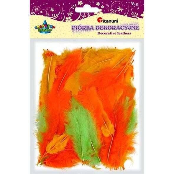 Titanum Kolorowe pióra dekoracyjne, 8g pomarań, CRAFT-FUN