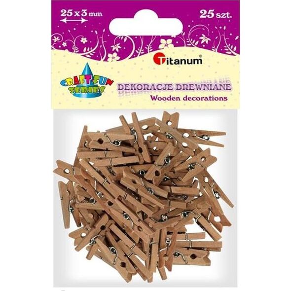 Titanum Klamerki drewnianie 25x3mm 25szt CRAFT-FUN