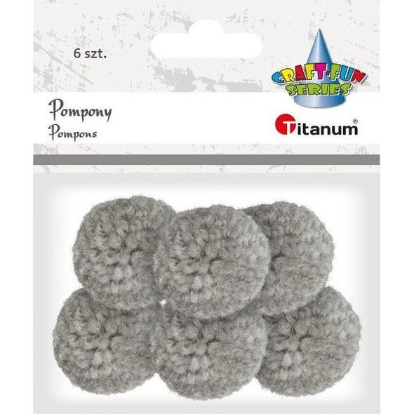 Titanum Pompony dekoracyjne ozdobne z włóczki 6szt szare