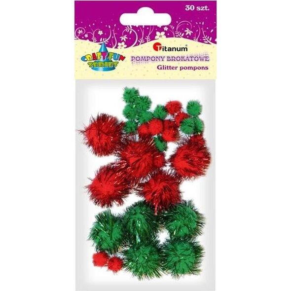 Titanum Brokatowe pompony, 30szt, MIX, CRAFT-FUN