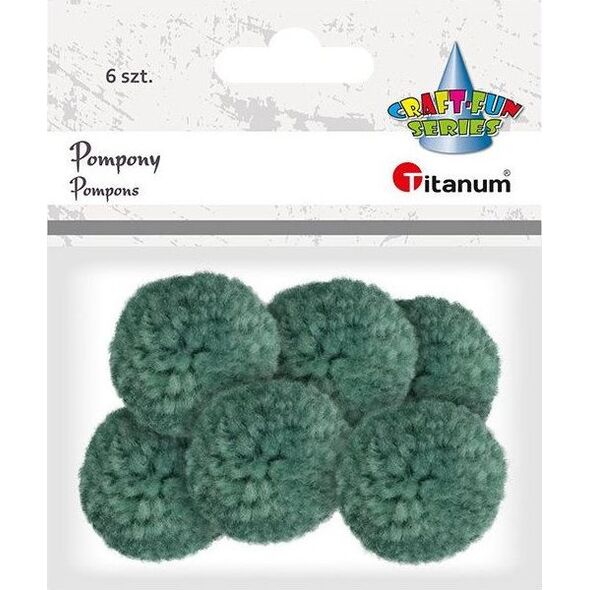Titanum Pompony dekoracyjne ozdobne z włóczki 6szt szmaragdowe