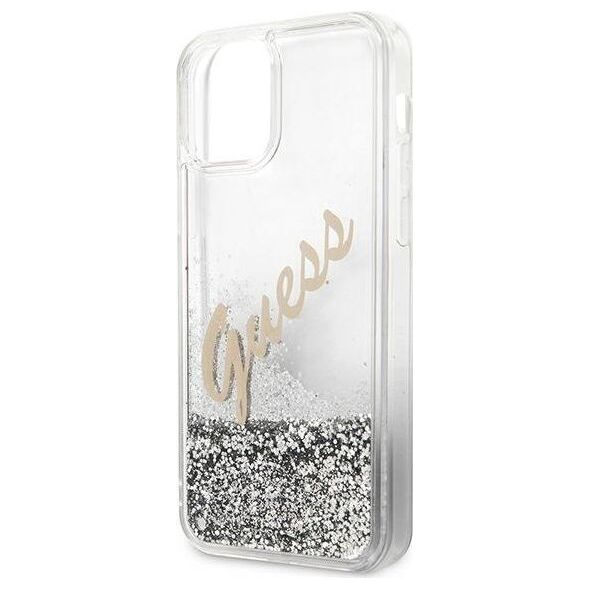 Guess Etui Guess GUHCP12LGLVSSI Apple iPhone 12 Pro Max srebrny/silver hardcase Glitter Vintage Script