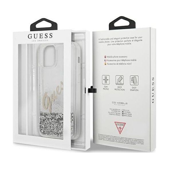 Guess Etui Guess GUHCP12LGLVSSI Apple iPhone 12 Pro Max srebrny/silver hardcase Glitter Vintage Script