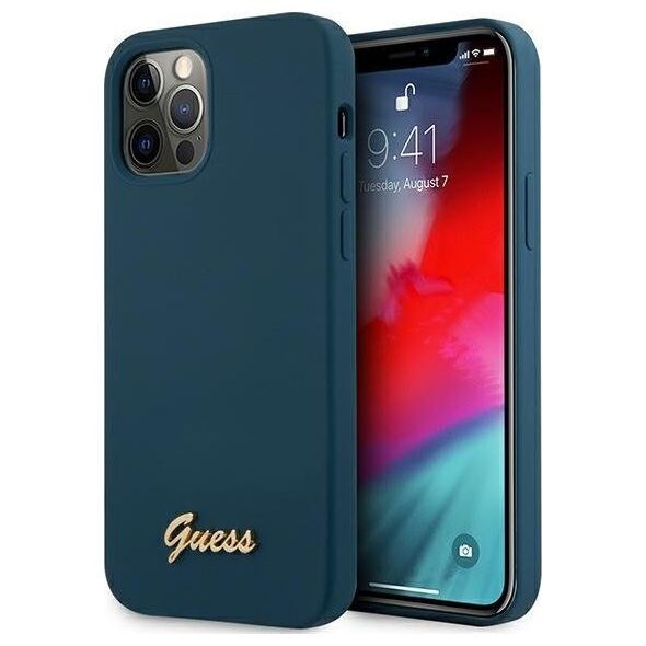 Guess Etui Guess GUHCP12LLSLMGBL Apple iPhone 12 Pro Max niebieski/blue hardcase Metal Logo Script