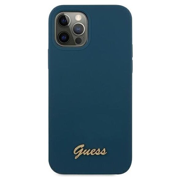 Guess Etui Guess GUHCP12LLSLMGBL Apple iPhone 12 Pro Max niebieski/blue hardcase Metal Logo Script