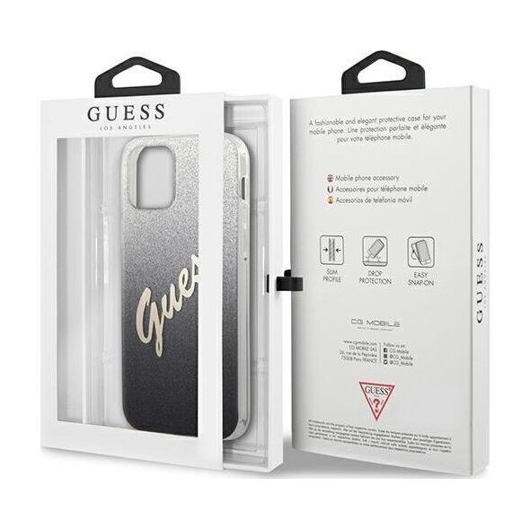 Guess Etui Guess GUHCP12LPCUGLSBK Apple iPhone 12 Pro Max czarny/black hardcase Glitter Gradient Script