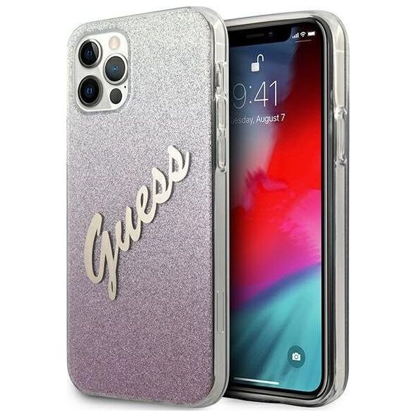 Guess Etui Guess GUHCP12LPCUGLSPI Apple iPhone 12 Pro Max różowy/pink hardcase Glitter Gradient Script