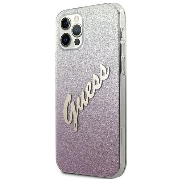 Guess Etui Guess GUHCP12LPCUGLSPI Apple iPhone 12 Pro Max różowy/pink hardcase Glitter Gradient Script