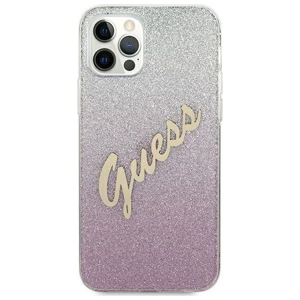 Guess Etui Guess GUHCP12LPCUGLSPI Apple iPhone 12 Pro Max różowy/pink hardcase Glitter Gradient Script