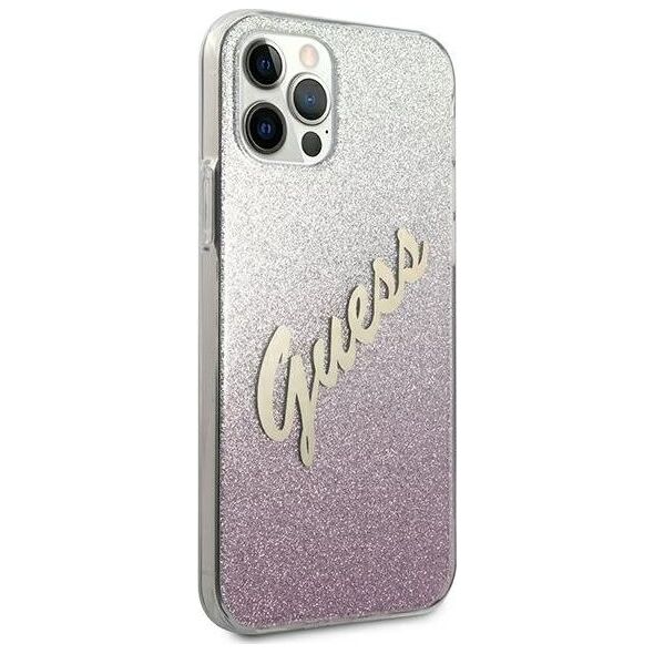 Guess Etui Guess GUHCP12LPCUGLSPI Apple iPhone 12 Pro Max różowy/pink hardcase Glitter Gradient Script