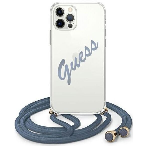 Guess Etui Guess GUHCP12MCRTVSBL Apple iPhone 12/12 Pro niebieski/blue hardcase Script Vintage