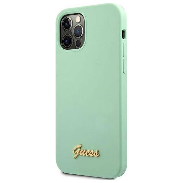 Guess Etui Guess GUHCP12MLSLMGGN Apple iPhone 12/12 Pro zielony/green hardcase Metal Logo Script
