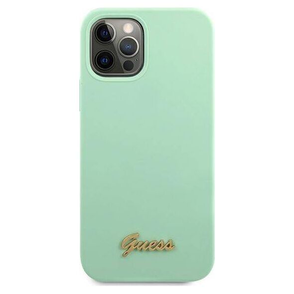 Guess Etui Guess GUHCP12MLSLMGGN Apple iPhone 12/12 Pro zielony/green hardcase Metal Logo Script