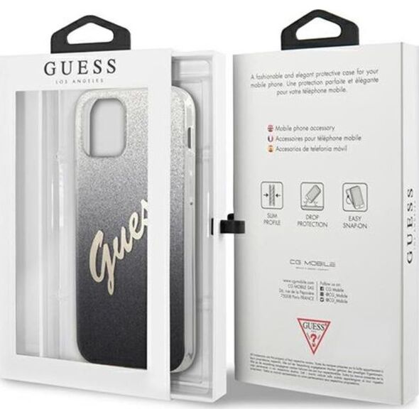 Guess Etui Guess GUHCP12MPCUGLSBK Apple iPhone 12/12 Pro czarny/black hardcase Glitter Gradient Script