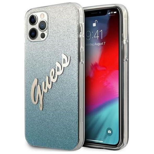 Guess Etui Guess GUHCP12MPCUGLSBL Apple iPhone 12/12 Pro niebieski/blue hardcase Glitter Gradient Script