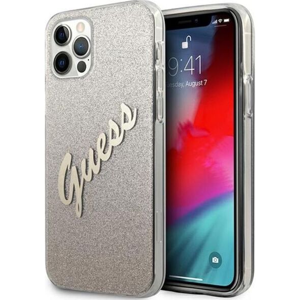 Guess Etui Guess GUHCP12MPCUGLSGO Apple iPhone 12/12 Pro złoty/gold hardcase Glitter Gradient Script