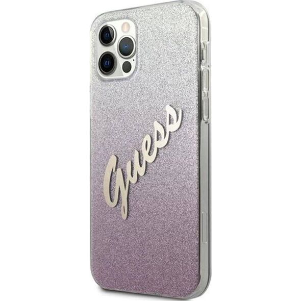 Guess Etui Guess GUHCP12MPCUGLSPI Apple iPhone 12/12 Pro różowy/pink hardcase Glitter Gradient Script