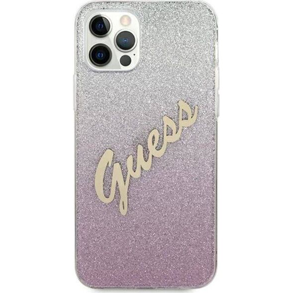 Guess Etui Guess GUHCP12MPCUGLSPI Apple iPhone 12/12 Pro różowy/pink hardcase Glitter Gradient Script