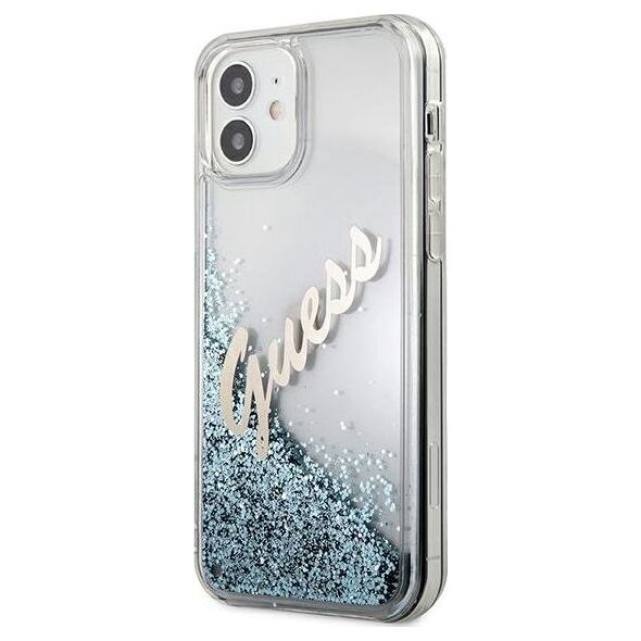 Guess Etui Guess GUHCP12SGLVSBL Apple iPhone 12 mini niebieski/blue hardcase Glitter Vintage Script