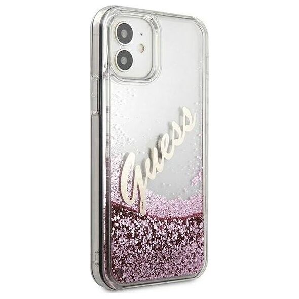Guess Etui Guess GUHCP12SGLVSPI Apple iPhone 12 mini różowy/pink hardcase Glitter Vintage Script