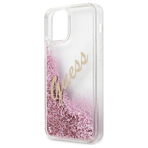 Guess Etui Guess GUHCP12SGLVSPI Apple iPhone 12 mini różowy/pink hardcase Glitter Vintage Script