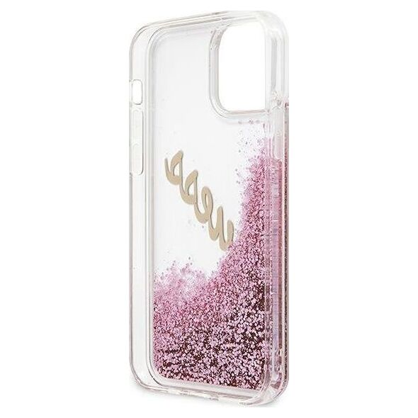 Guess Etui Guess GUHCP12SGLVSPI Apple iPhone 12 mini różowy/pink hardcase Glitter Vintage Script