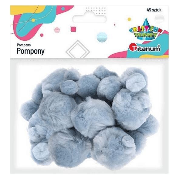 Titanum Pompony akrylowe szare mix rozmiarów 45szt
