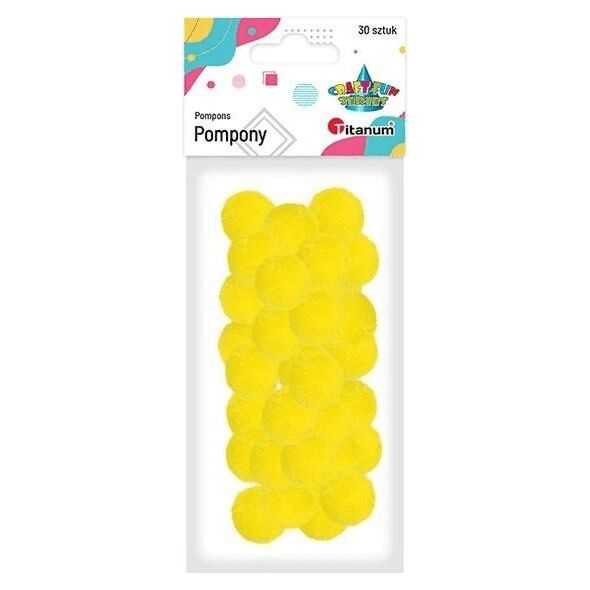 Titanum Pompony poliestrowe 25 mm żółte intensywne 30szt
