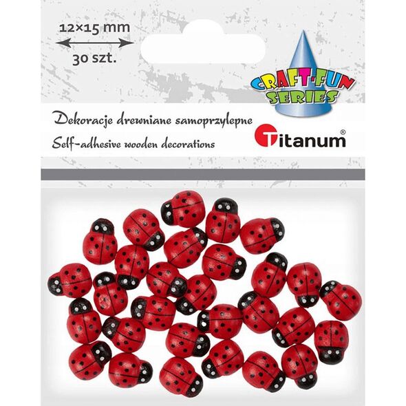 Titanum Drewniane biedronki samoprzylepne 3D 12x15mm 30szt