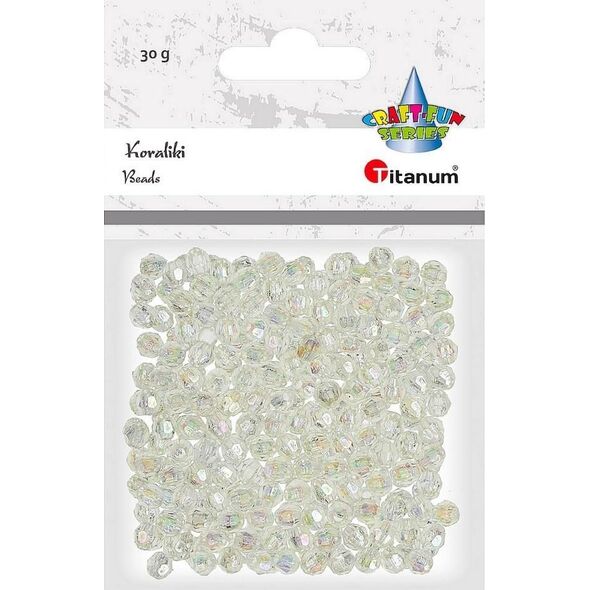 Titanum Koraliki plastikowe fasetowane 30g białe