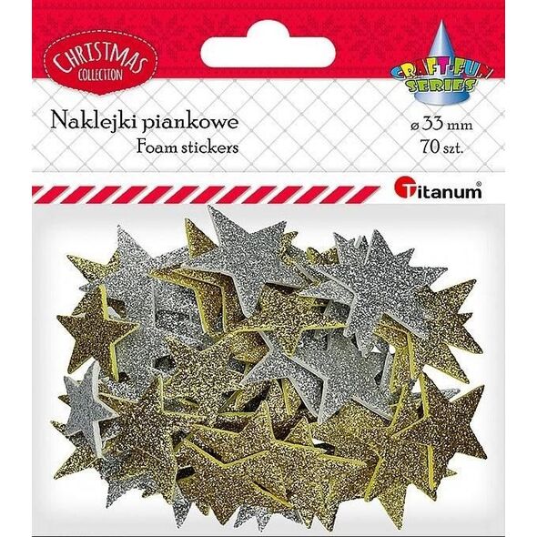 Titanum Naklejki piankowe gwiazdki 33mm mix 70szt.