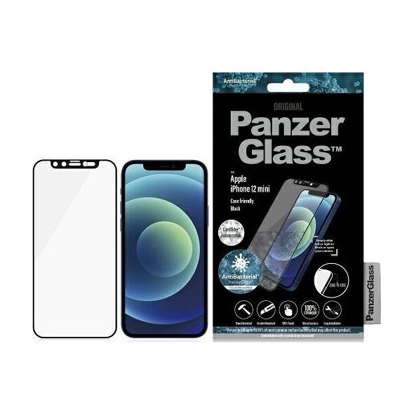 PanzerGlass E2E Microfracture do iPhone 12 Mini 5,4" CamSlider Swarovsky Case Friendly AntiBacterial